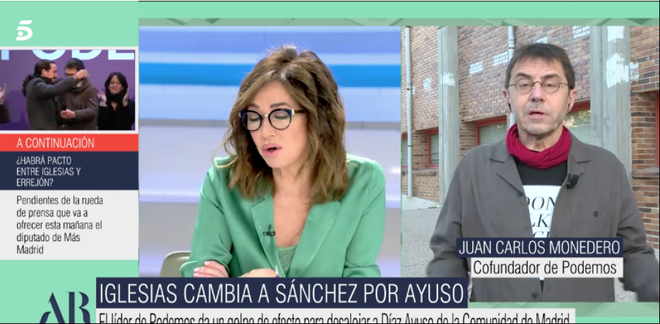 Encontronazo entre Ana Rosa y Monedero en directo: “¡Qué pesados sois con el fascismo!”