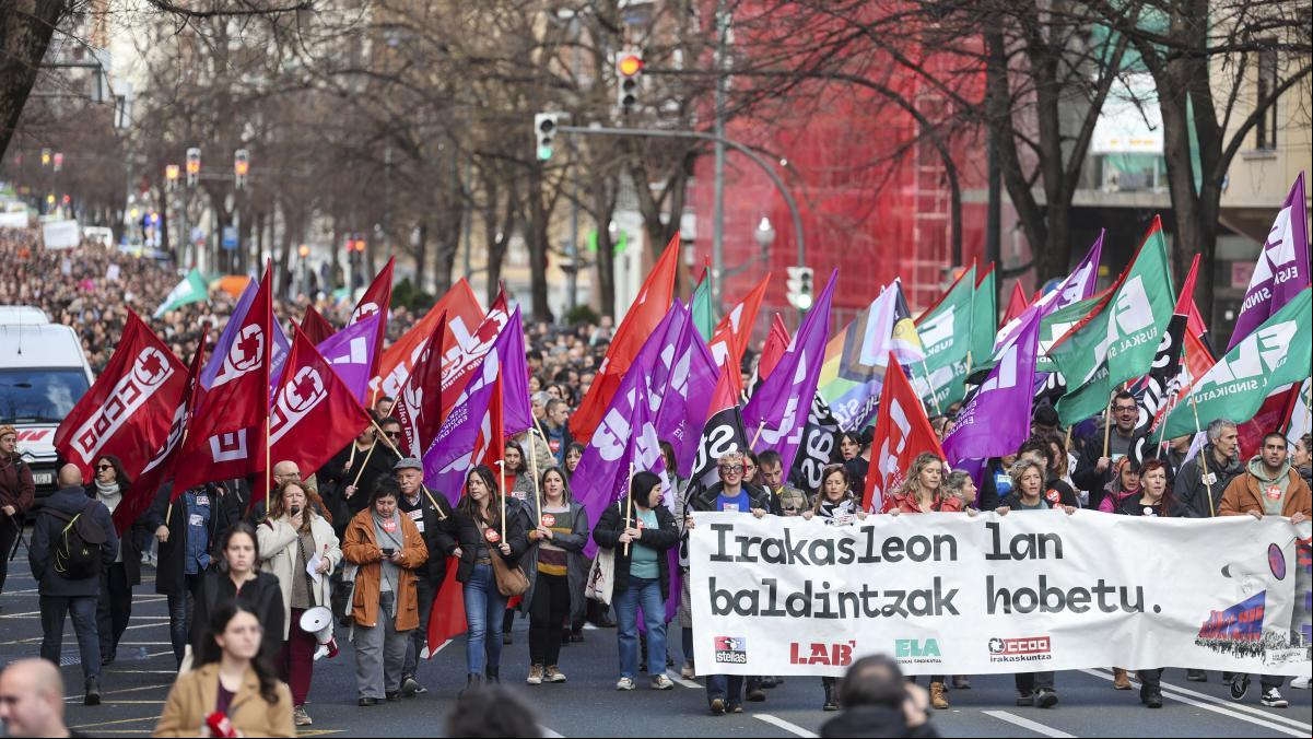 Los sindicatos cifran en un 75% el seguimiento de la huelga en la educación pública vasca