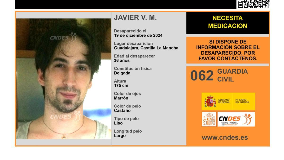 Sin rastro de Javier V. M., un hombre de 36 años desaparecido en Castilla La Mancha