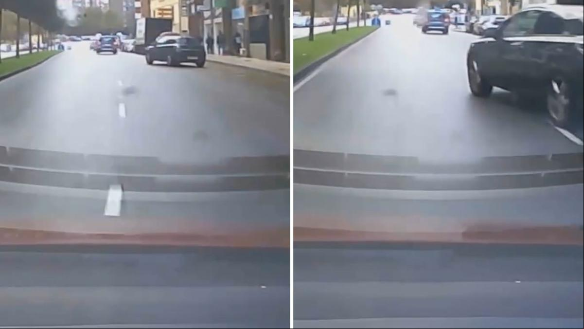 La peligrosa maniobra que ha estado cerca de provocar un choque en una calle de Avilés