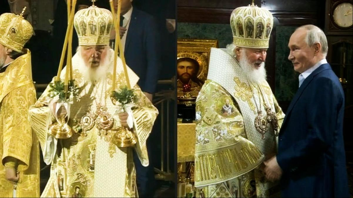 Putin asiste a la misa de Navidad ortodoxa oficiada por el patriarca Kiril