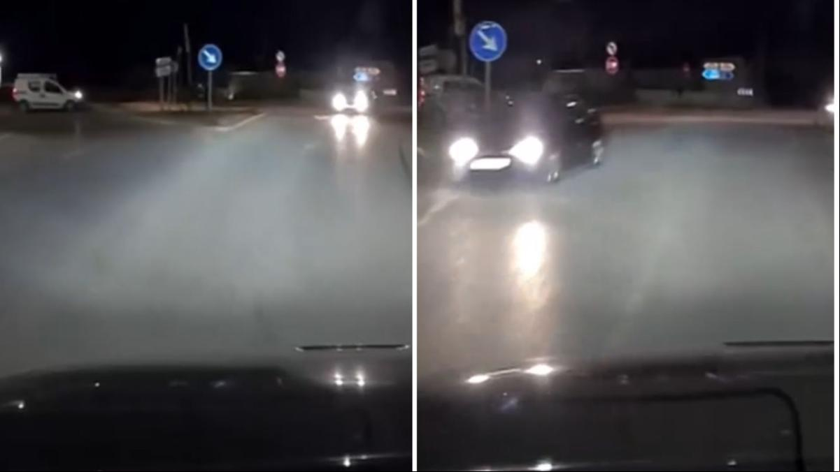 La temeraria maniobra de un conductor al tomar un cruce en sentido contrario en una carretera de Santa Cruz de la Zarza