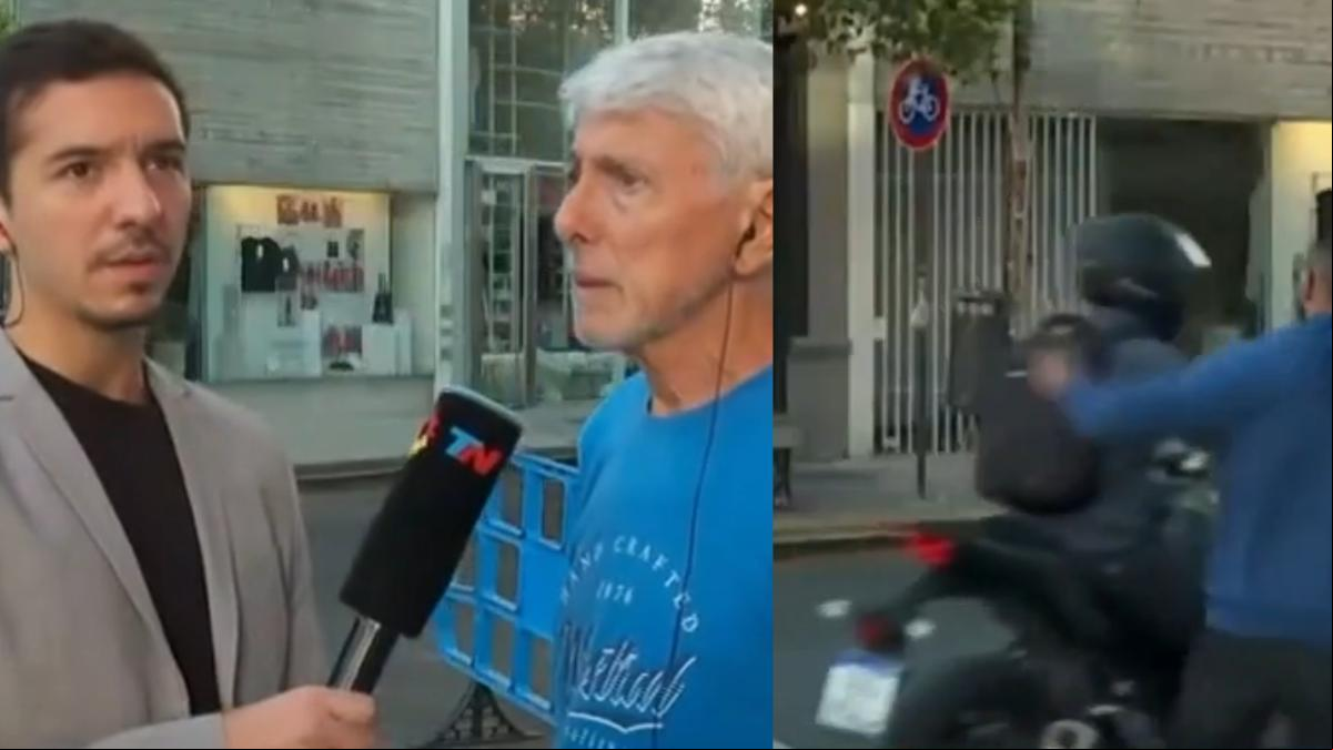Dos ladrones en moto roban en directo a un cámara de televisión
