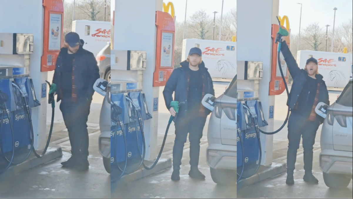 Rupert Grint no puede evitar imitar a Ron Weasley en una gasolinera: “Expensive Petroleum”