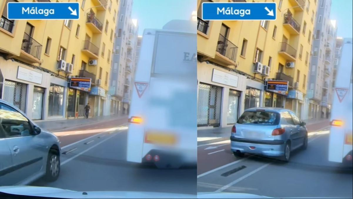 Adelanta a un autobús pasando por el medio de un carril bici en el centro de Málaga y cientos de personas se llevan las manos a la cabeza: “El más listo del barrio, nunca faltan”