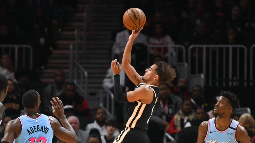 Espectacular noche anotadora de Trae Young con 50 puntos en la victoria de los Atlanta Hawks contra Miami Heat